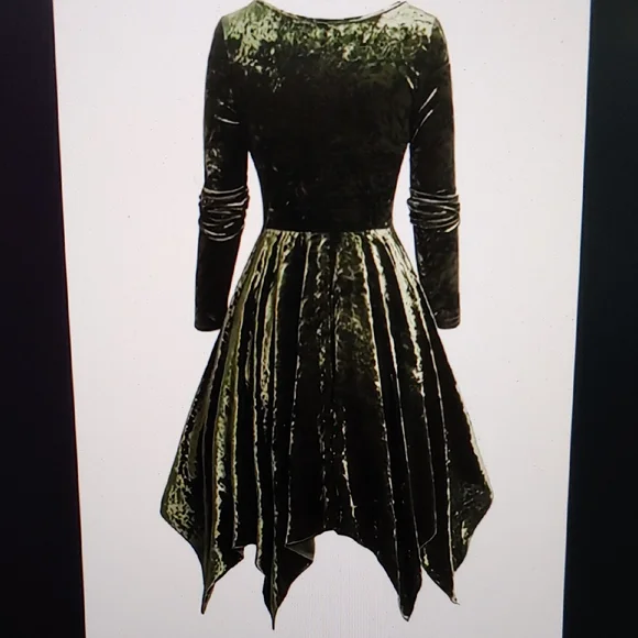 Green Velvet Long Sleeve Dress * Size M - Picture 11 of 11